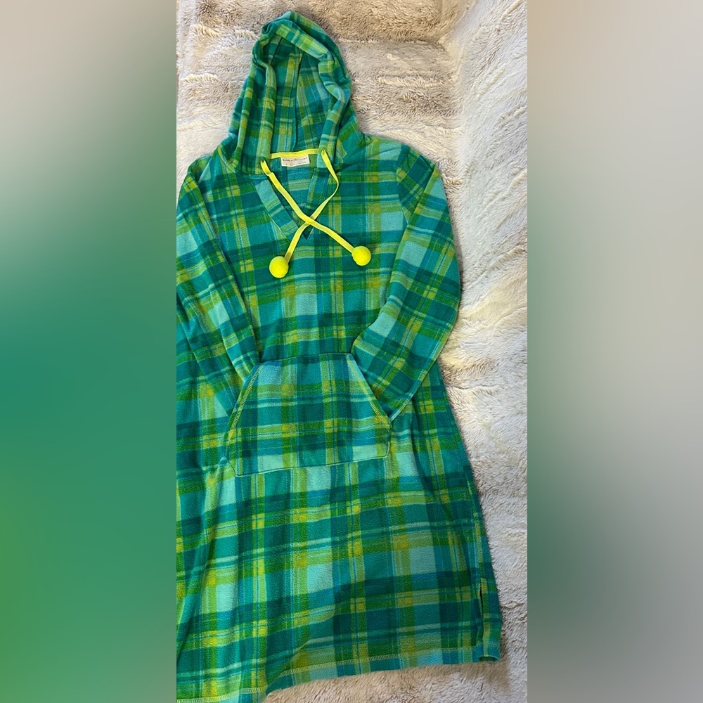 Bobbie Brooks Green Plaid Hooded Robe